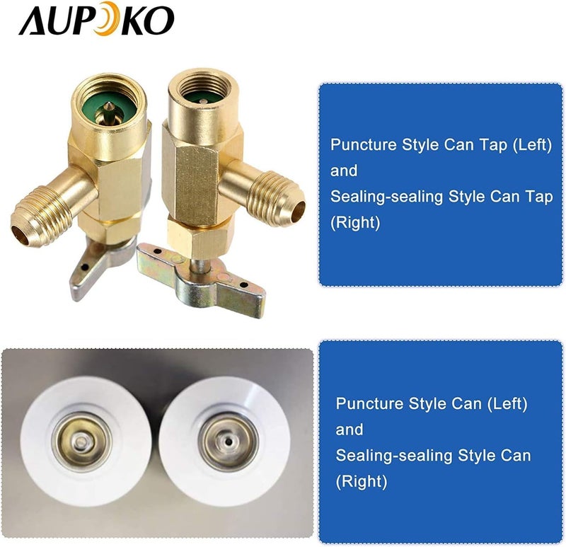 Aupoko R134A Self-Sealing Can Tap with R134A Tank Adapter, 1/2â€™â€™ Acme to 1/4â€™â€™ SAE Refrigerant Can Bottle Tap Opener with 1/4â€™â€™ SAE Female and 1/2â€™â€™ Acme Male Adapter - Image 4